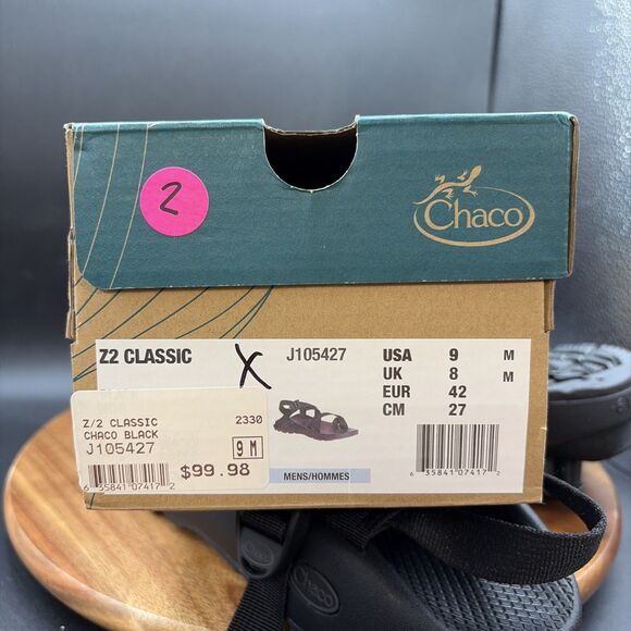 Chaco Z/2 Classic Men\'s Size 9 Strappy Sports Sandals Black Shoes J105427